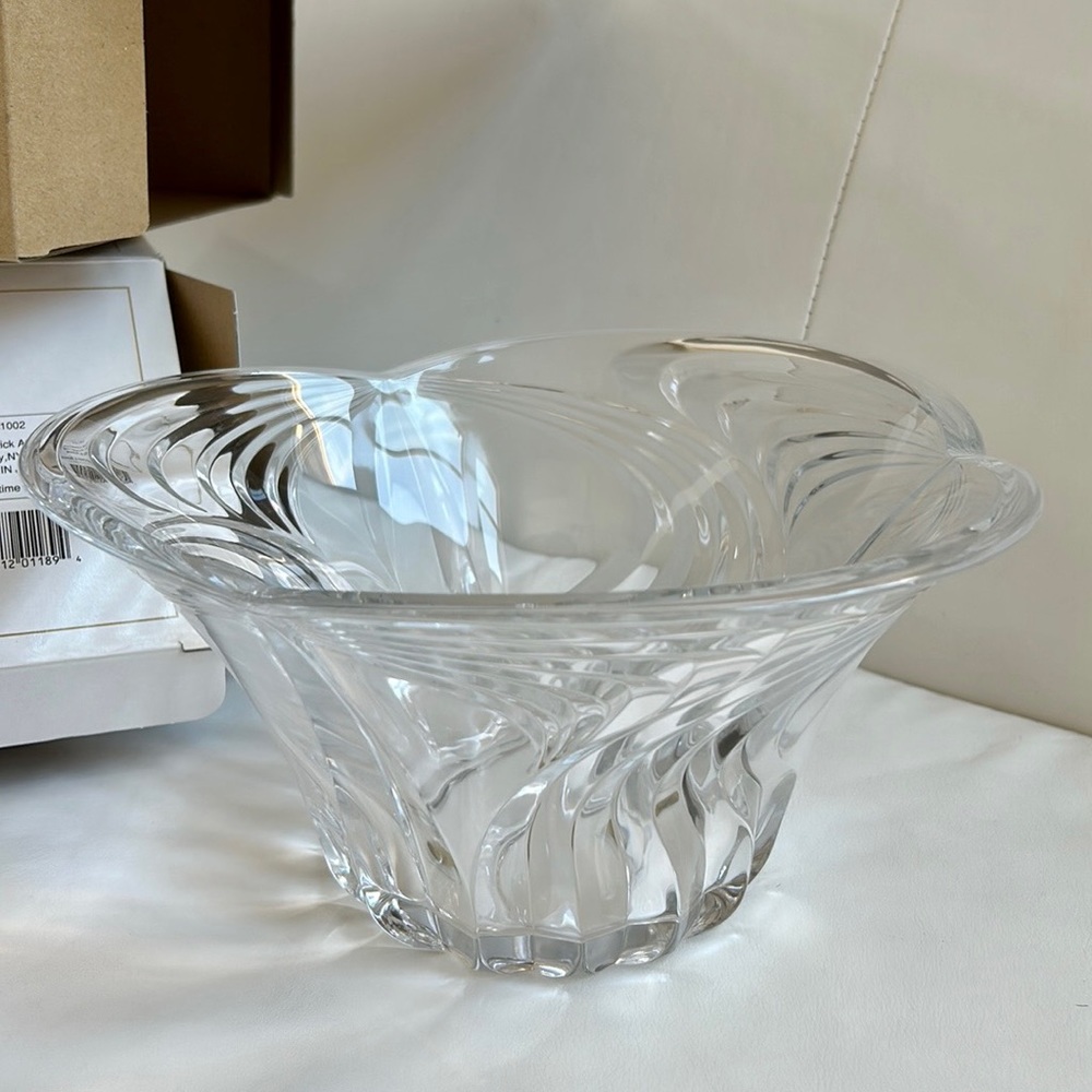 Block Horizon 10” Clear Lead Crystal Glass Bowl